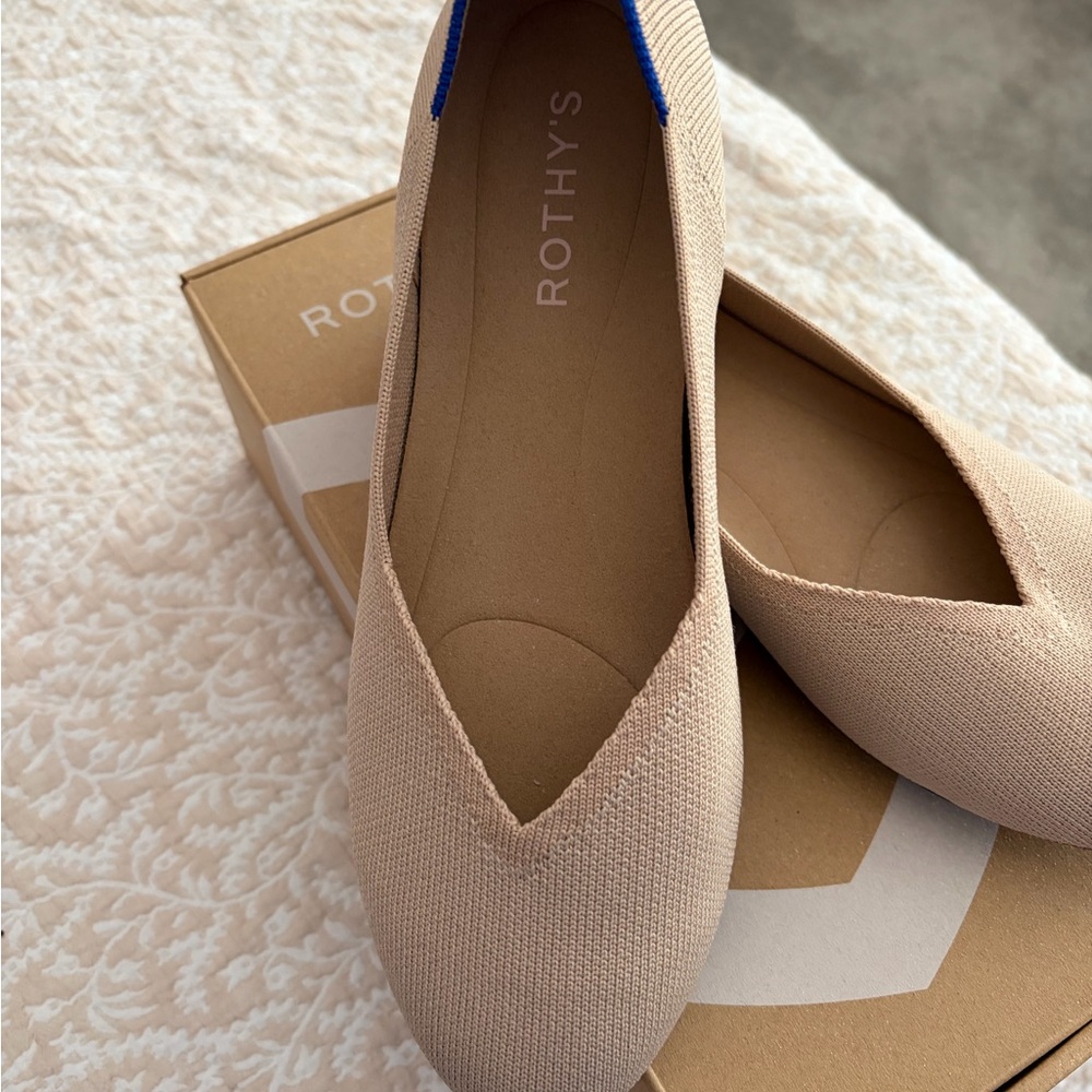 Rothy's Nude/Tan V-Cut Knit Ballet Flats - Picture 3 of 4